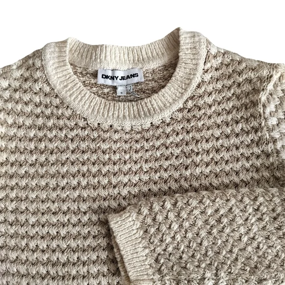 DKNY Jeans Cream and White Knit Sweater - Picture 6 of 9